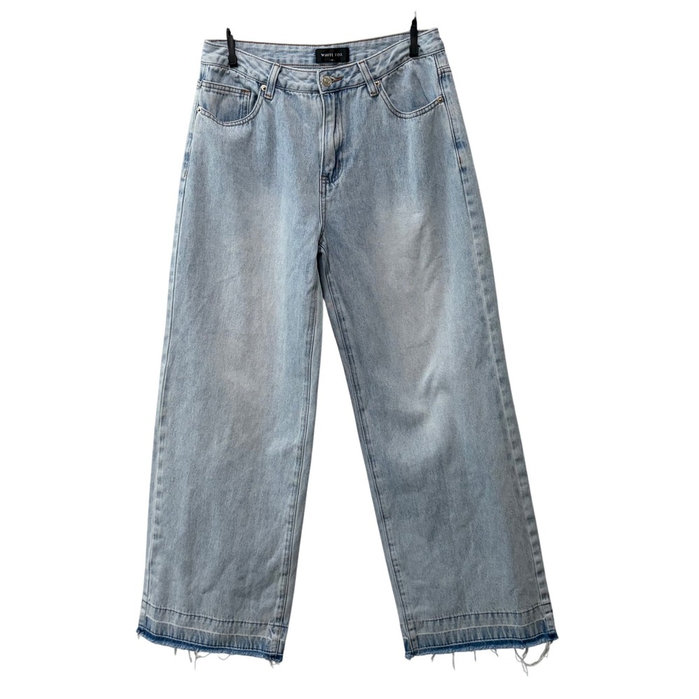 White Fox Wide Leg Jeans‎ Womens Medium 30x30 Light Blue Raw Released Hem Boho